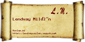 Lendvay Milán névjegykártya